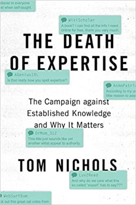 Book cover for "The Death of Expertise" by Tom Nichols
