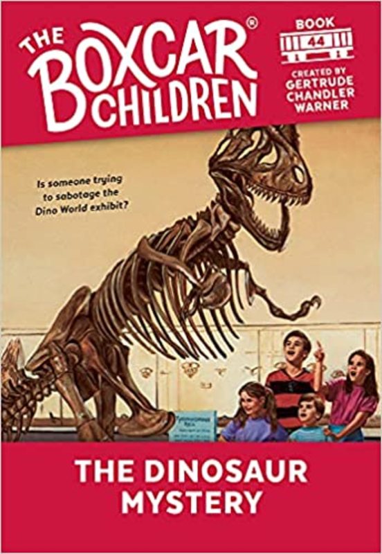 Book cover for "The Dinosaur Mystery" by Gertrude Chandler Warner