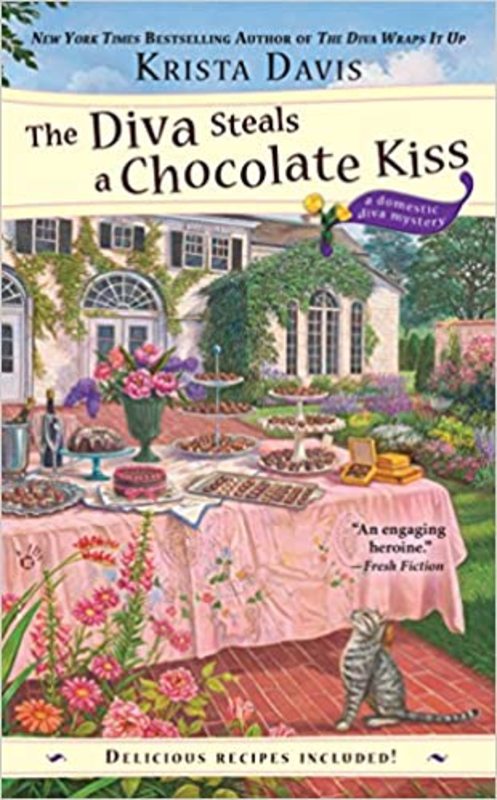Book cover for "The Diva Steals a Chocolate Kiss" by Krista Davis