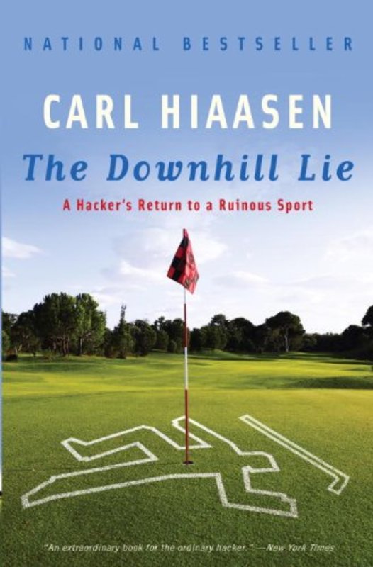 Book cover for "The Downhill Lie / Fairway to Hell" by Carl Hiaasen