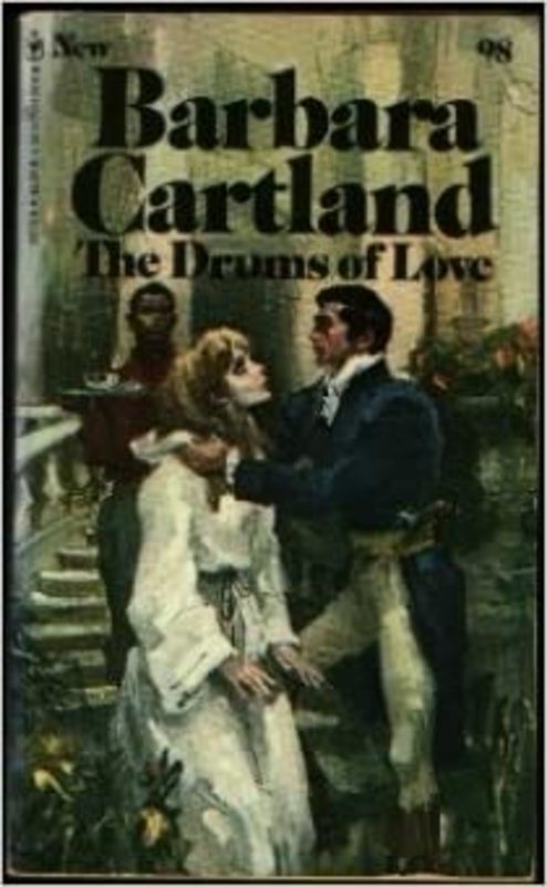 Book cover for "The Drums of Love" by Barbara Cartland