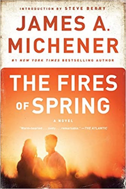 Book cover for "The Fires of Spring" by James A. Michener