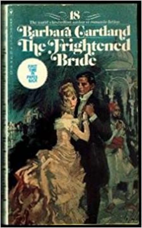 Book cover for "The Frightened Bride" by Barbara Cartland