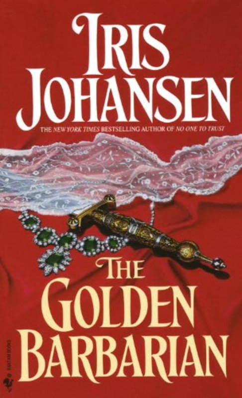 Book cover for "The Golden Barbarian" by Iris Johansen