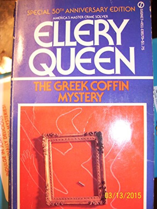 Book cover for "The Greek Coffin Mystery" by Ellery Queen