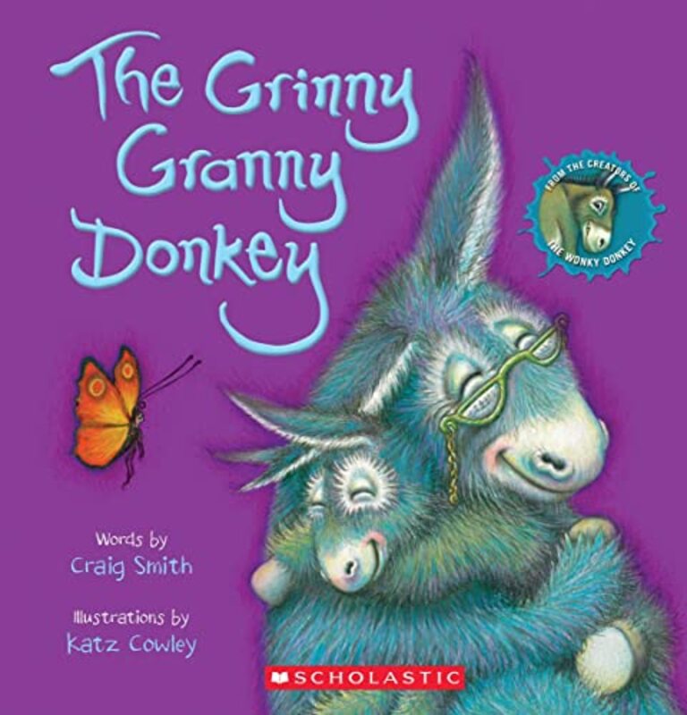 Book cover for "The Grinny Granny Donkey" by Katz Cowley