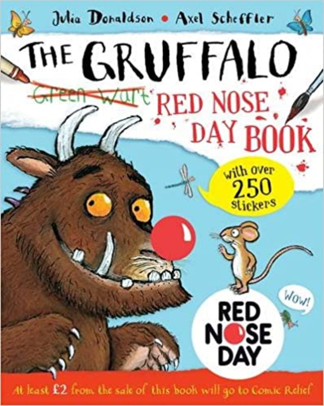 Book cover for "The Gruffalo Red Nose Day Book" by Julia Donaldson