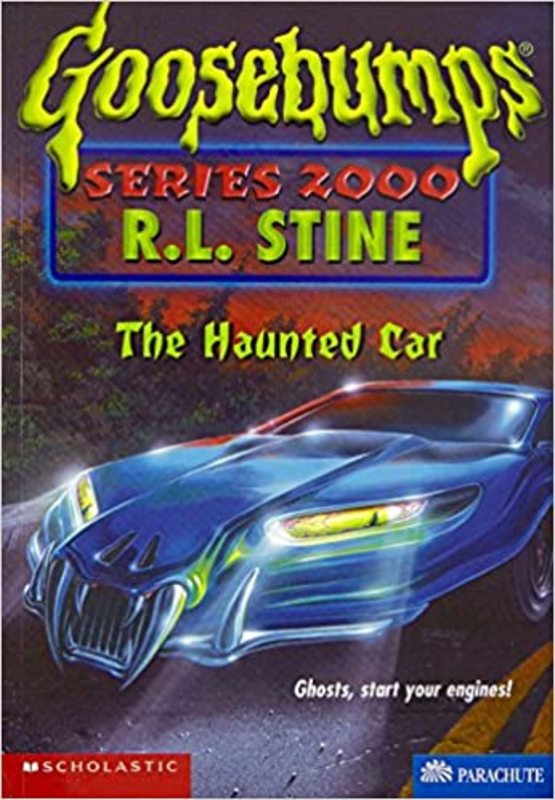 Book cover for "The Haunted Car" by R.L. Stine