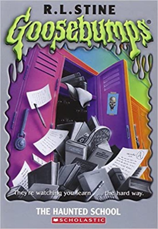 Book cover for "The Haunted School" by R.L. Stine