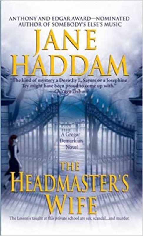 Book cover for "The Headmaster's Wife" by Jane Haddam