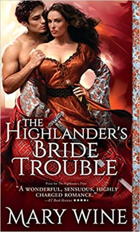 Book cover for "The Highlander's Bride Trouble" by Mary Wine