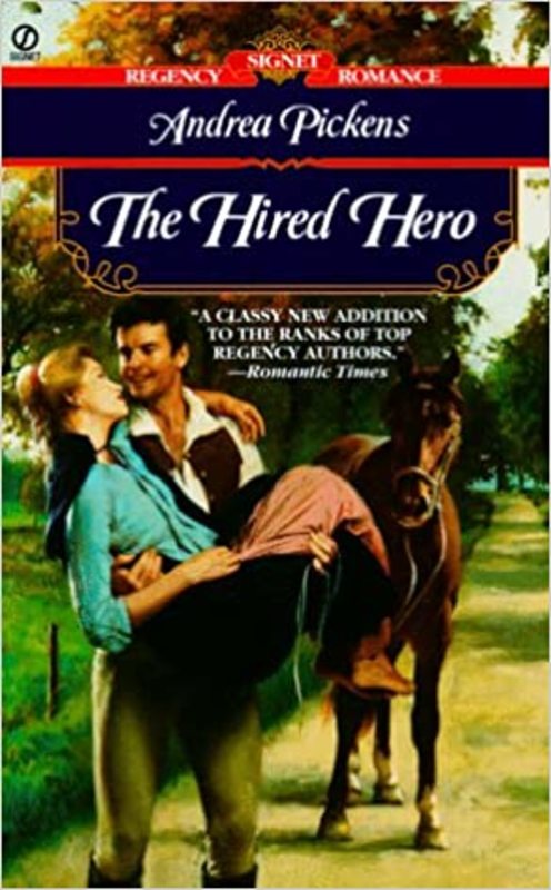 Book cover for "The Hired Hero" by Andrea Penrose