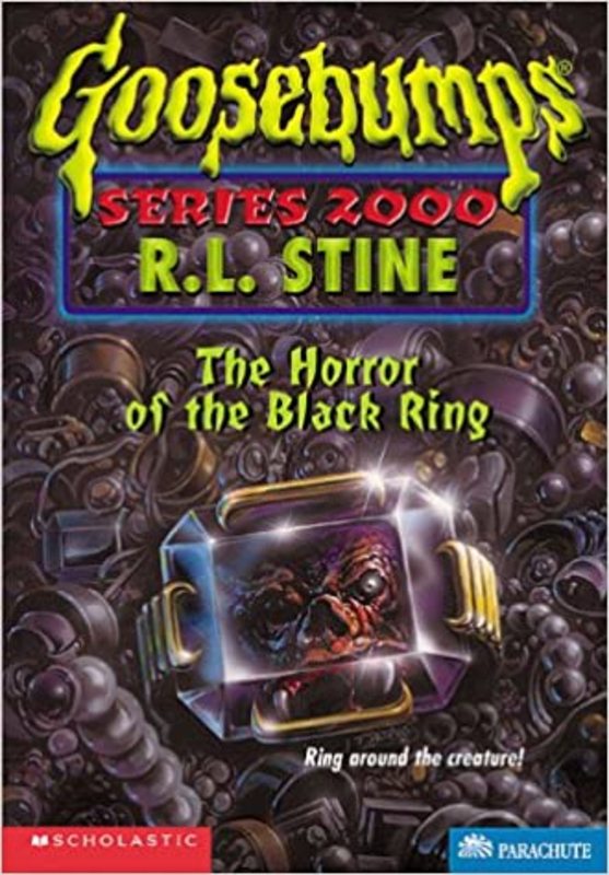Book cover for "The Horror of the Black Ring" by R.L. Stine