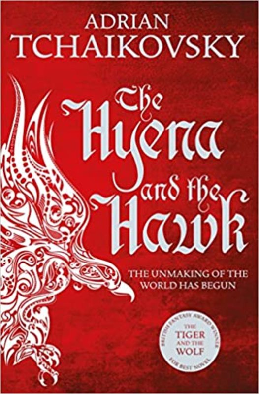 Book cover for "The Hyena and the Hawk" by Adrian Tchaikovsky