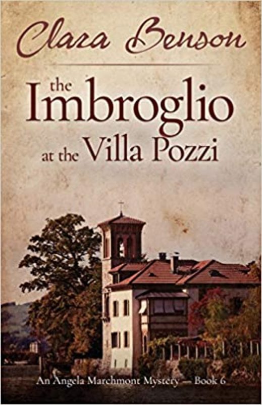 Book cover for "The Imbroglio at the Villa Pozzi" by Clara Benson