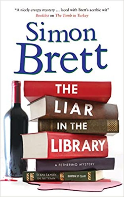 Book cover for "The Liar in the Library" by Simon Brett