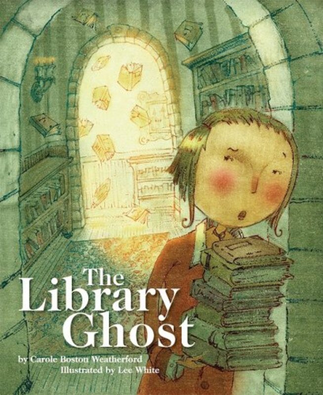 Book cover for "The Library Ghost" by Carole Boston Weatherford