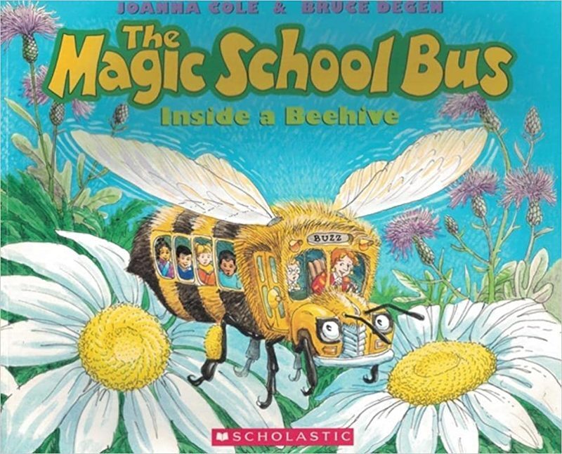 Book cover for "The Magic School Bus Inside a Beehive" by Joanna Cole