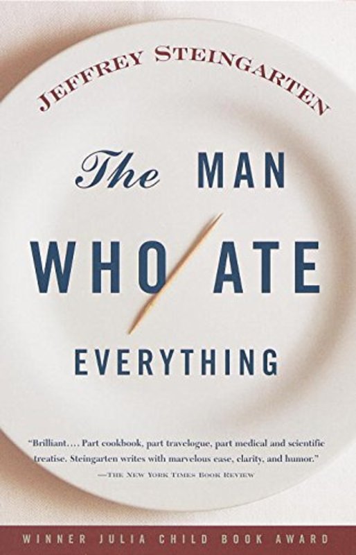 Book cover for "The Man Who Ate Everything" by Jeffrey Steingarten