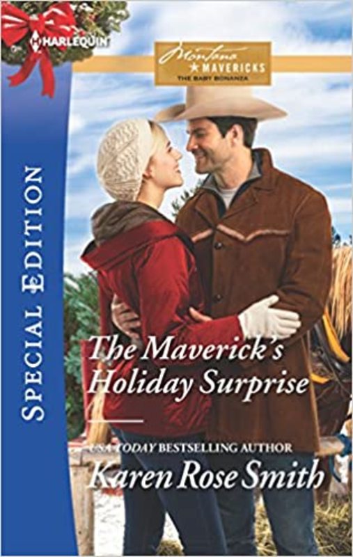 Book cover for "The Maverick's Holiday Surprise" by Karen Rose Smith