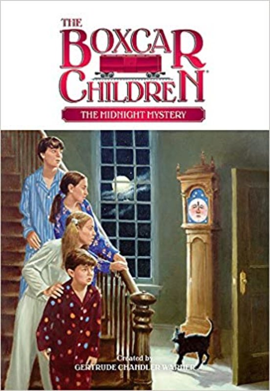 Book cover for "The Midnight Mystery" by Gertrude Chandler Warner
