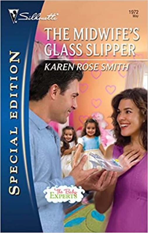 Book cover for "The Midwife's Glass Slipper" by Karen Rose Smith