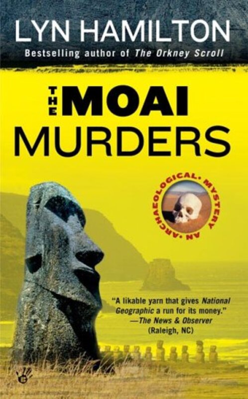 Book cover for "The Moai Murders" by Lyn Hamilton