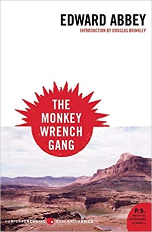Book cover for "The Monkey Wrench Gang" by Edward Abbey