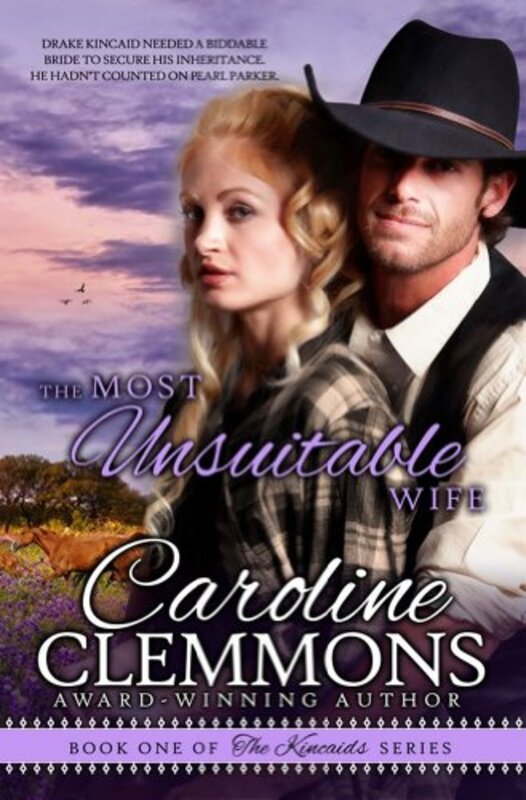 Book cover for "The Most Unsuitable Wife" by Caroline Clemmons