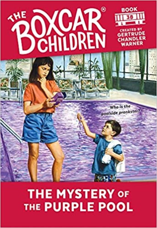 Book cover for "The Mystery of the Purple Pool" by Gertrude Chandler Warner