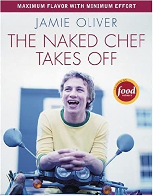 Book cover for "The Naked Chef Takes Off" by Jamie Oliver