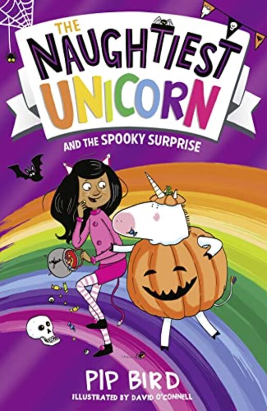 Book cover for "The Naughtiest Unicorn and the Spooky Surprise" by Pip Bird