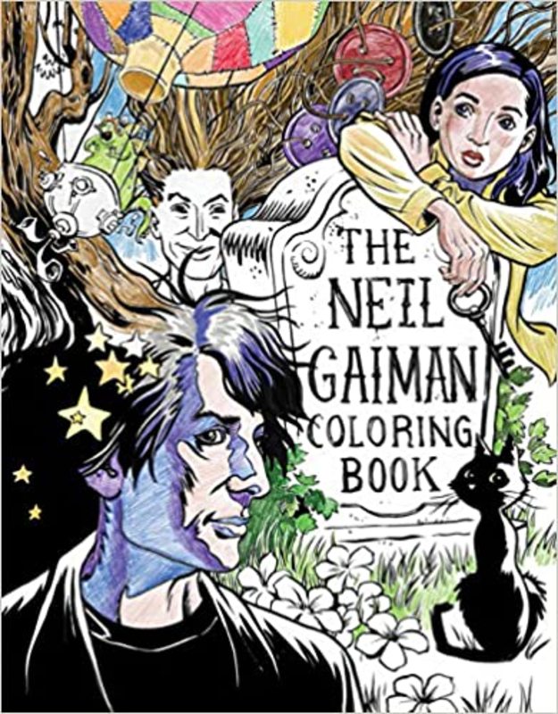 Book cover for "The Neil Gaiman Coloring Book"