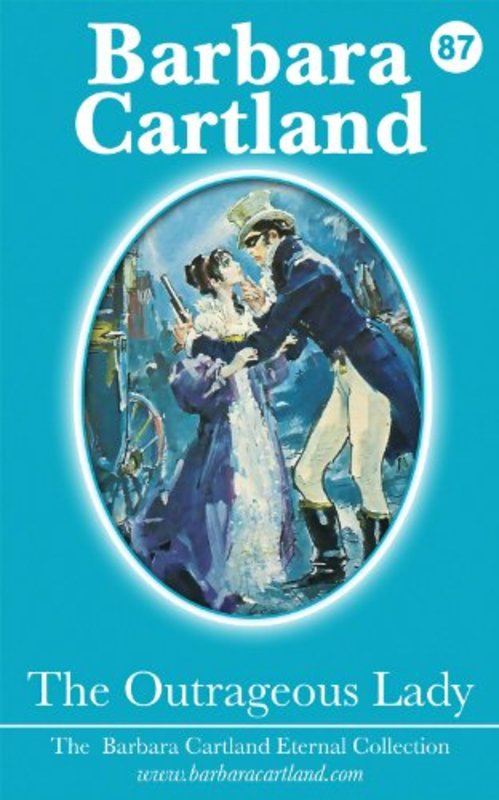 Book cover for "The Outrageous Lady" by Barbara Cartland