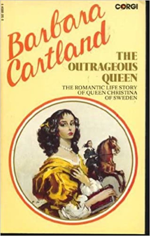 Book cover for "The Outrageous Queen" by Barbara Cartland