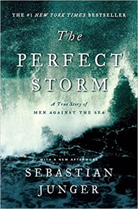 Book cover for "The Perfect Storm" by Sebastian Junger