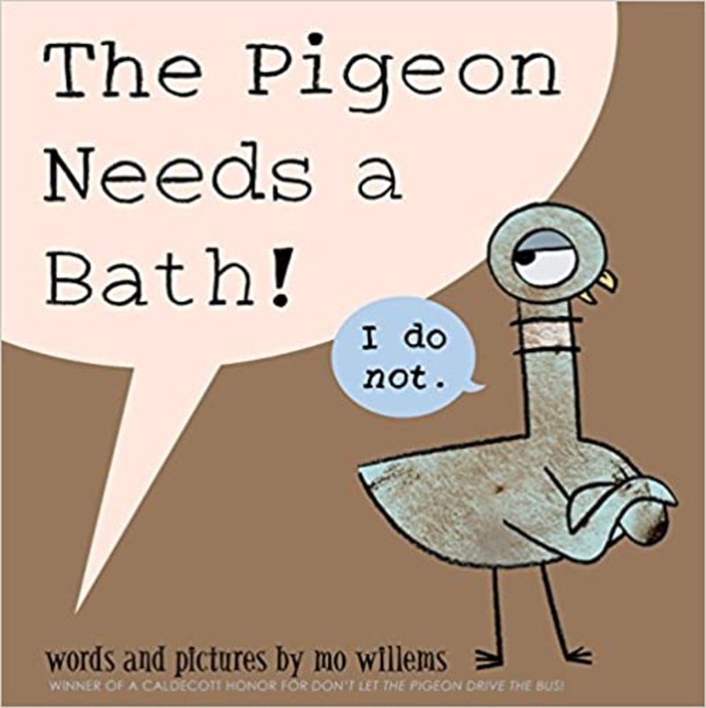 Book cover for "The Pigeon Needs a Bath!" by Mo Willems