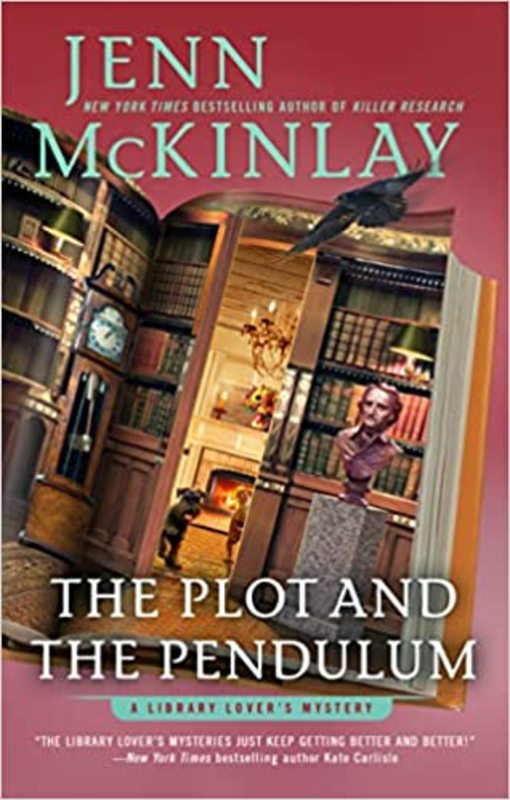 Book cover for "The Plot and the Pendulum" by Jenn McKinlay