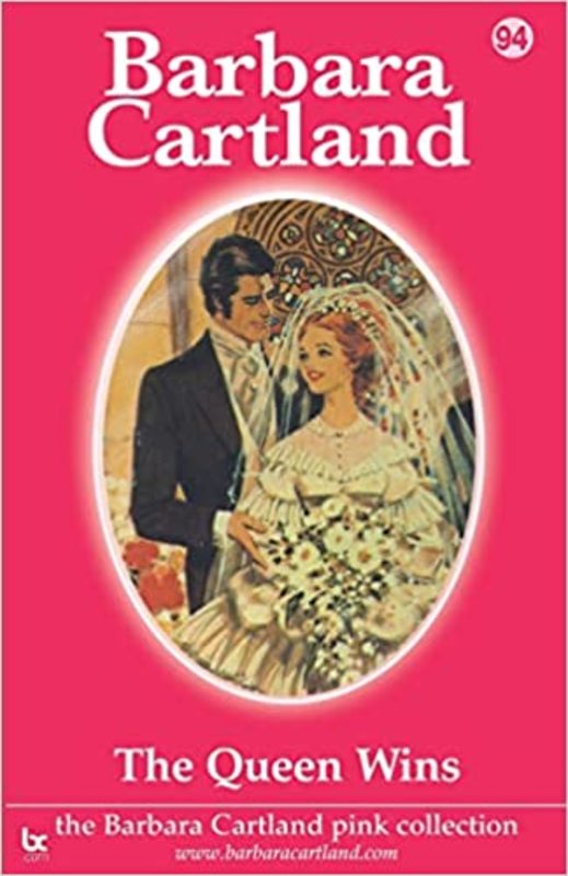 Book cover for "The Queen Wins" by Barbara Cartland