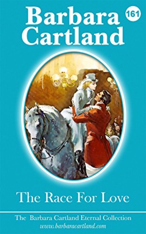 Book cover for "The Race for Love" by Barbara Cartland