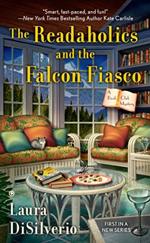 Book cover for "The Readaholics and the Falcon Fiasco" by Laura DiSilverio