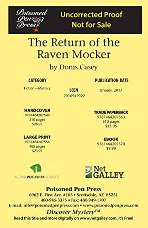 Book cover for "The Return of the Raven Mocker" by Donis Casey