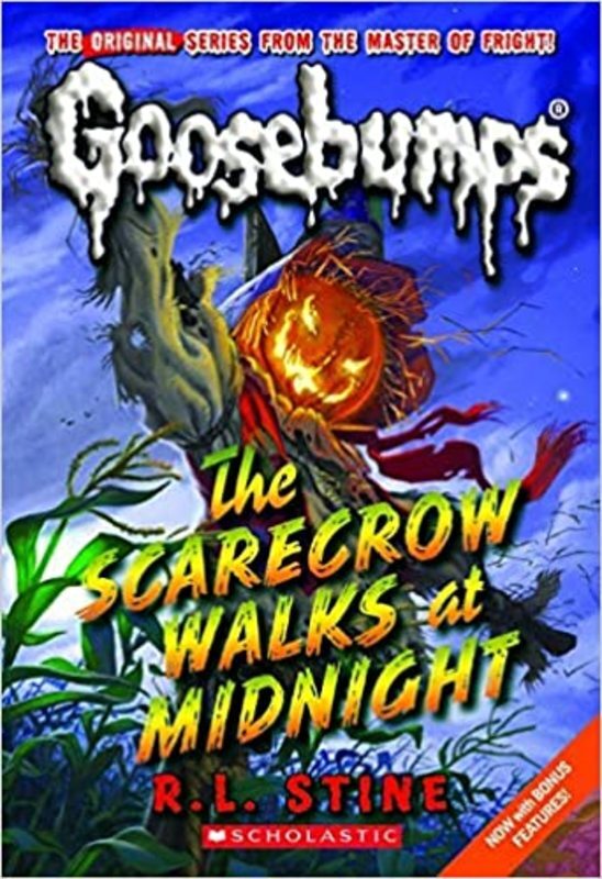 Book cover for "The Scarecrow Walks at Midnight" by R.L. Stine
