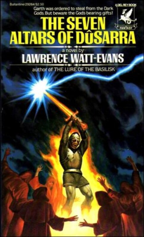 Book cover for "The Seven Altars of Dûsarra" by Lawrence Watt Evans