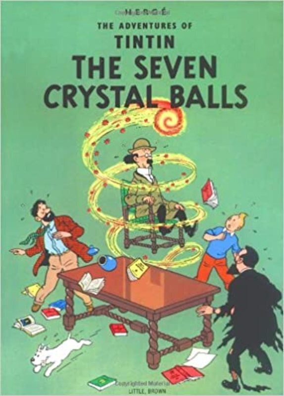 Book cover for "The Seven Crystal Balls" by Hergé