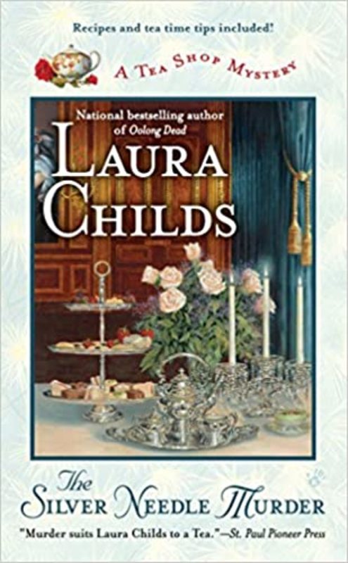 Book cover for "The Silver Needle Murder" by Laura Childs