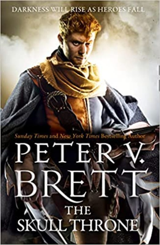 Book cover for "The Skull Throne" by Peter V. Brett