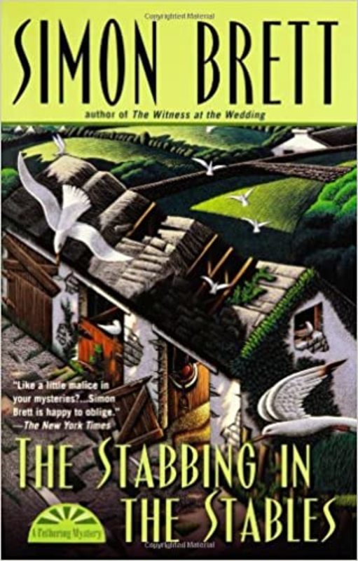 Book cover for "The Stabbing in the Stables" by Simon Brett