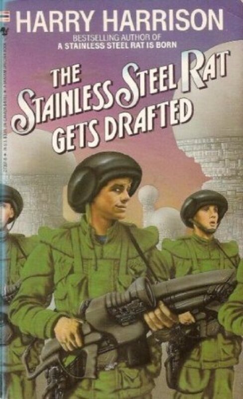 Book cover for "The Stainless Steel Rat Gets Drafted" by Harry Harrison