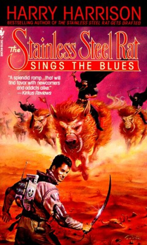 Book cover for "The Stainless Steel Rat Sings the Blues" by Harry Harrison